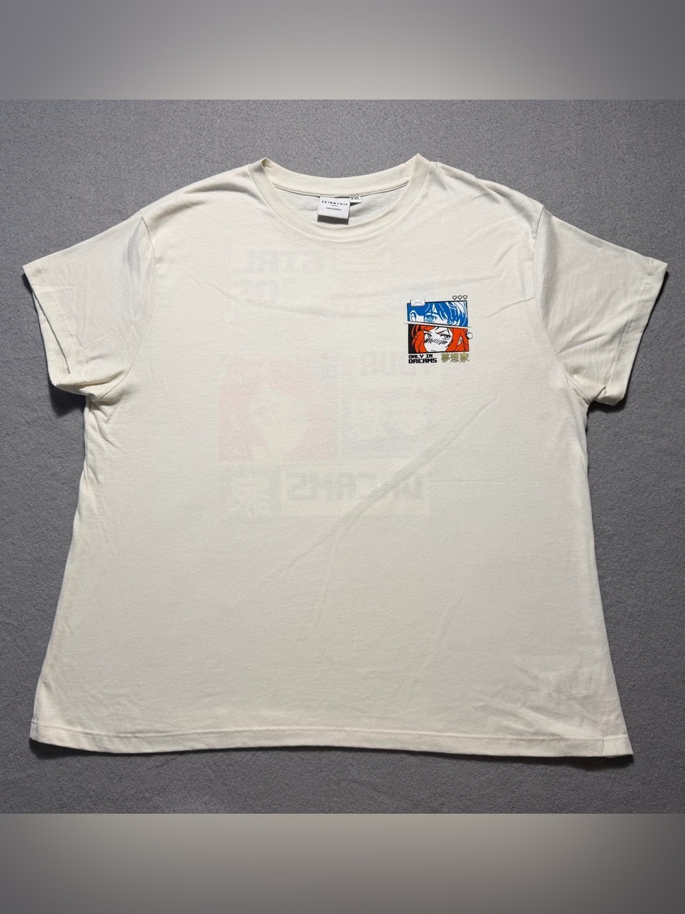 Skinnydip London Women’s XXL Anime Graphic T-Shirt Cream Girl of Your Dreams